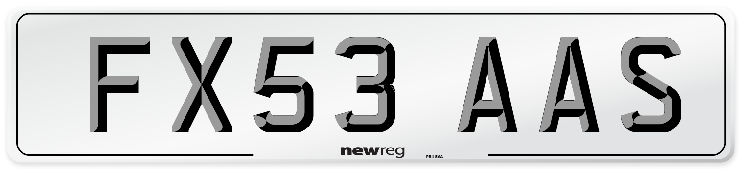 FX53 AAS Number Plate from New Reg